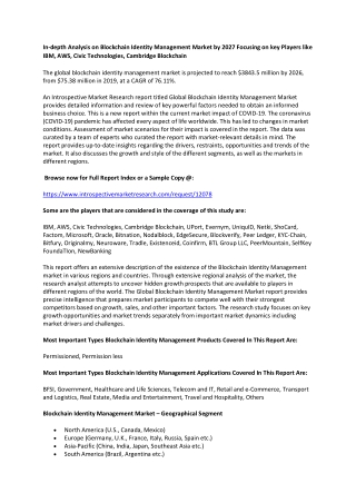 In-depth Analysis on Blockchain Identity Management Market by 2027