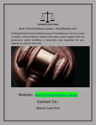 Best Criminal Defense Lawyer | Haroldweiser.com