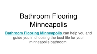 Bathroom Flooring Minneapolis