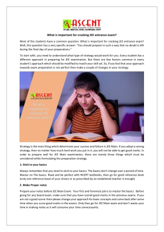 What is important for cracking JEE entrance exam