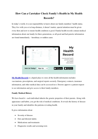 How Can a Caretaker Check Family’s Health in My Health Records