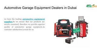 Automotive Garage Equipment Dealers in Dubai