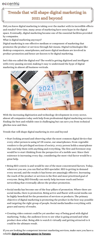 Trends that will shape digital marketing in 2021 and beyond