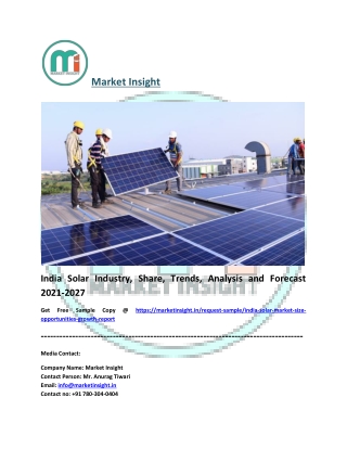 India Solar Industry Growth, Trends, Analysis and Forecast 2021-2027