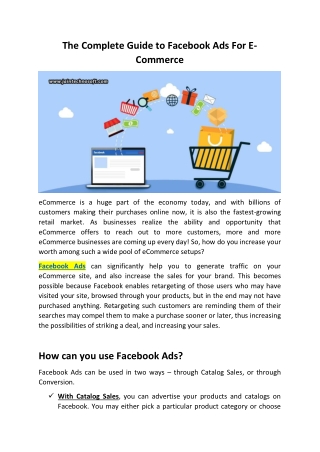 [Free Download] The Complete Guide to Facebook Ads For E-Commerce