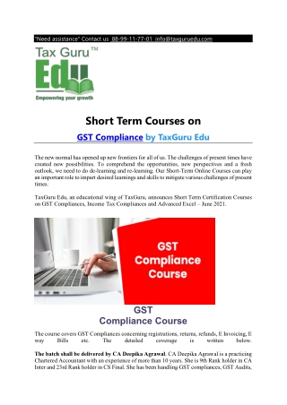 GST Compliance Course