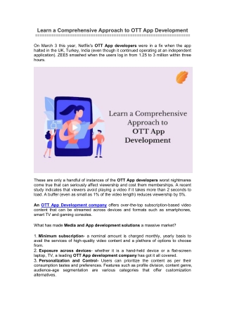 Learn a Comprehensive Approach to OTT App Development