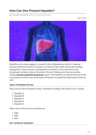 How Can One Prevent Hepatitis
