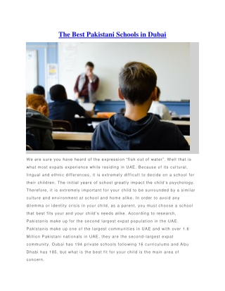 The Best Pakistani Schools in Dubai