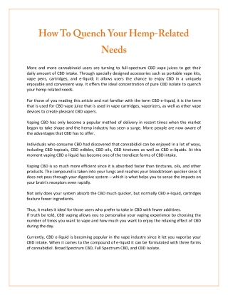 How To Quench Your Hemp-Related Needs