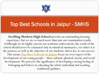 Top Best Schools in Jaipur - SMHS