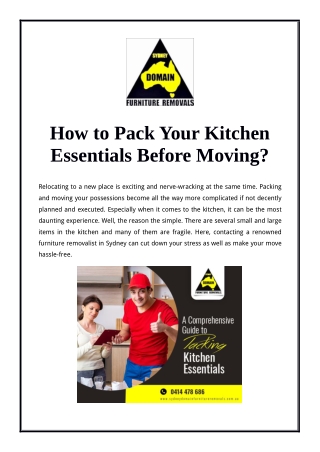 How to Pack Your Kitchen Essentials Before Moving?