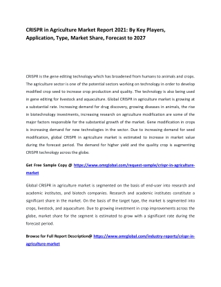 CRISPR in Agriculture Market Report 2021