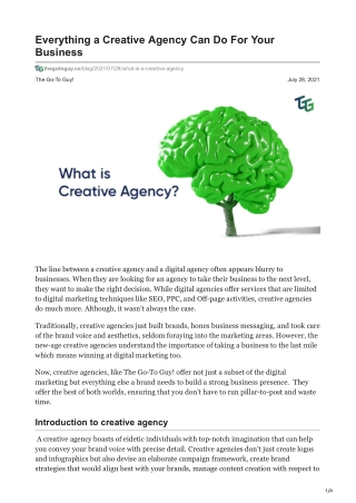 Everything a Creative Agency Can Do For Your Business | The Go-To Guy!