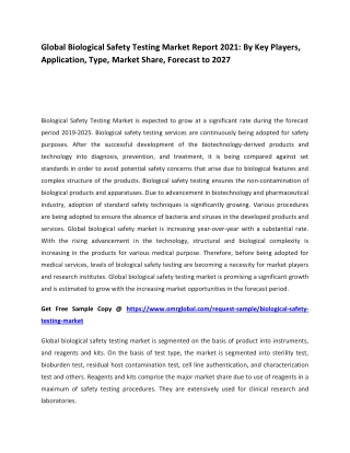 Global Biological Safety Testing Market Report 2021