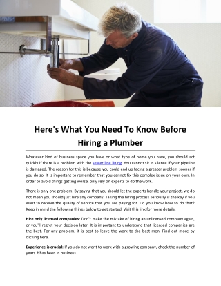 Here's What You Need To Know Before Hiring a Plumber