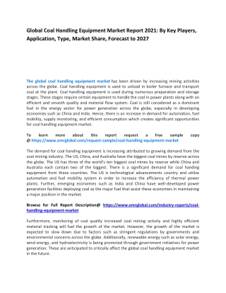 Global Coal Handling Equipment Market Report 2021