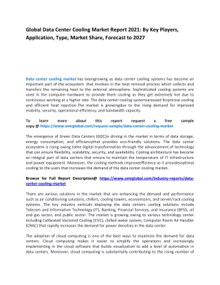 Global Data Center Cooling Market Report 2021