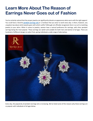 Learn More About The Reason of Earrings Never Goes out of Fashion