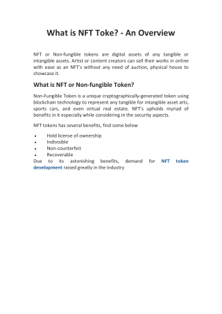 What is Non-Fungible Token? Benefits, Features