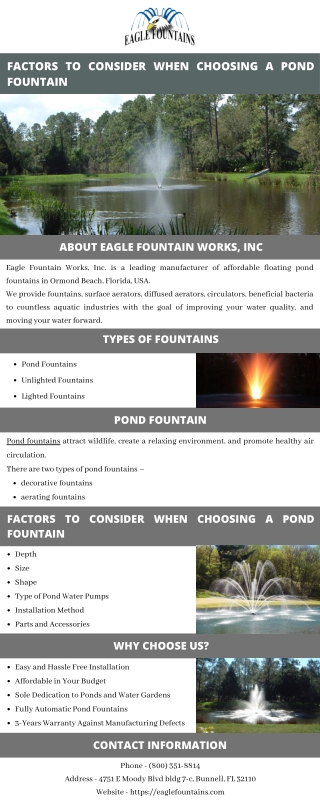 Factors to Consider When Choosing a Pond Fountain