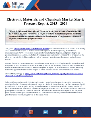 Electronic Materials and Chemicals Market Size & Forecast Report, 2013-2024