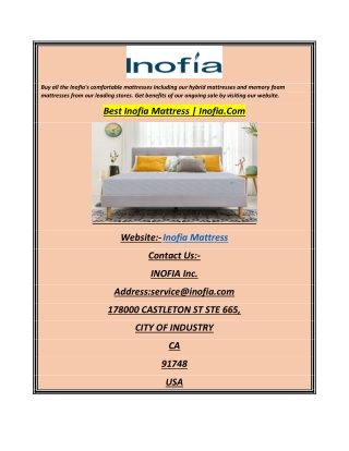 Best Inofia Mattress Inofia.Com