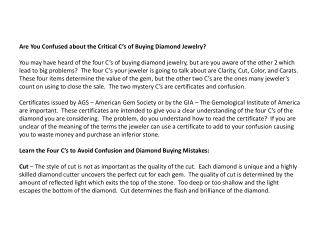 Are You Confused about the Critical Cs of Buying Diamond Jew