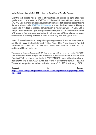India Statcom Ups Market 2024 – Scope, Size, Share, Trends, Forecast