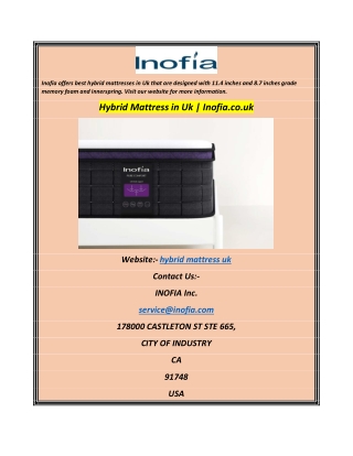 Hybrid Mattress in Uk  Inofia.co.uk