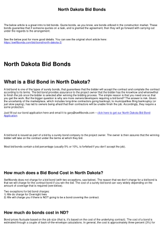 North Dakota Bid Bonds
