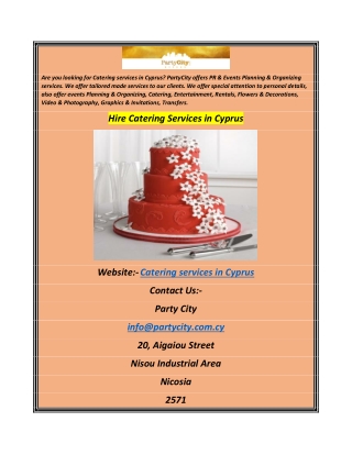 Hire Catering Services in Cyprus