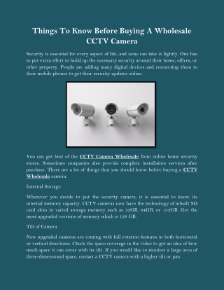 Things To Know Before Buying A Wholesale CCTV Camera