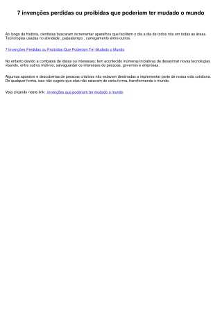 invenções que poderiam ter mudado o mundo