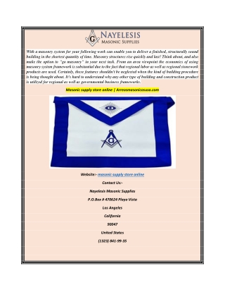 Masonic supply store online  Arreosmasonicosusa.com