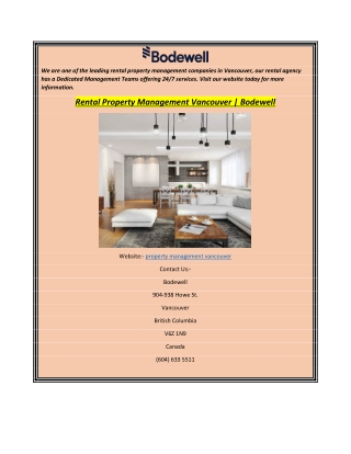 Rental Property Management Vancouver Bodewell