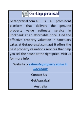 Estimate Property Value in Rockbank  Getappraisal.com.au