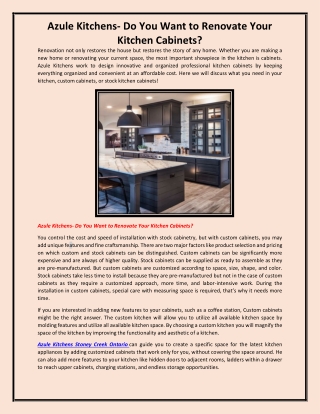 Azule Kitchens- Do You Want to Renovate Your Kitchen Cabinets