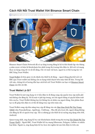 Cách Kết Nối Trust Wallet Với Binance Smart Chain