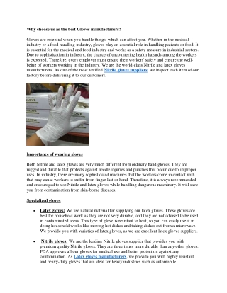 Why to choose us as best Gloves manufacturers?