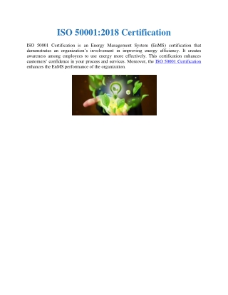 ISO 50001:2018 (EnMS) Certification