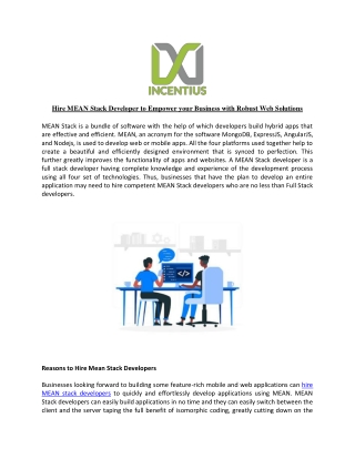 Hire MEAN Stack Developer to Empower your Business with Robust Web Solutions