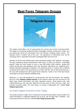 Best Forex Telegram Groups
