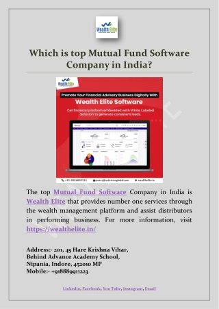 Which is top Mutual Fund Software Company in India