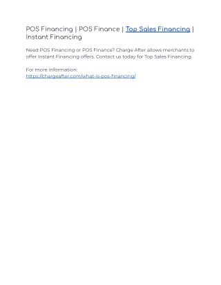 POS Financing | POS Finance | Top Sales Financing | Instant Financing