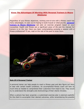 Know The Advantages Of Working With Personal Trainers in Moore Oklahoma
