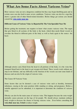 What Are Some Facts About Varicose Veins