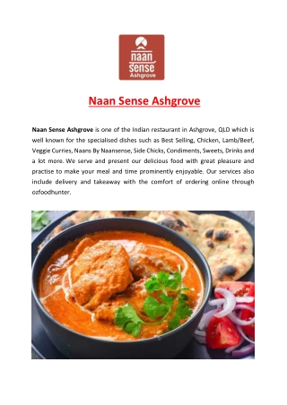 5% Off - Naan Sense Ashgrove Indian Restaurant Menu, QLD