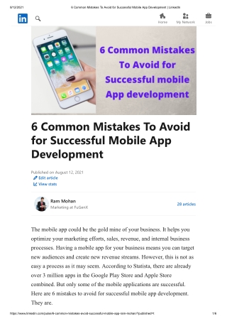 6 Common Mistakes To Avoid for Successful Mobile App Development