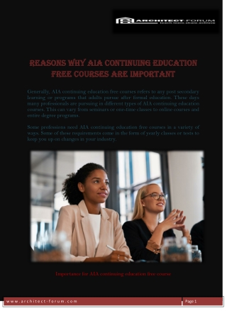 Reasons Why AIA Continuing Education Free Courses Are Important